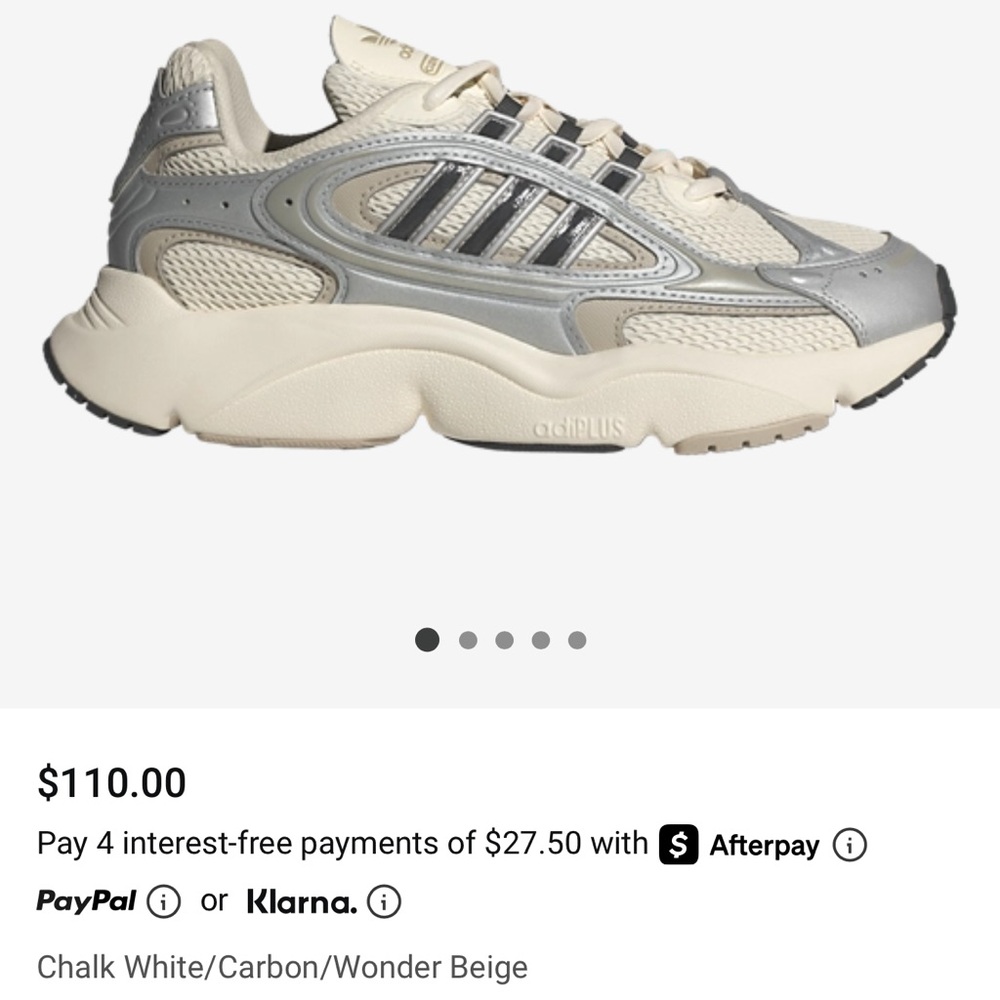 Adidas Ozmillen Chalk White/Carbon/Wonder Beige, size 8 W